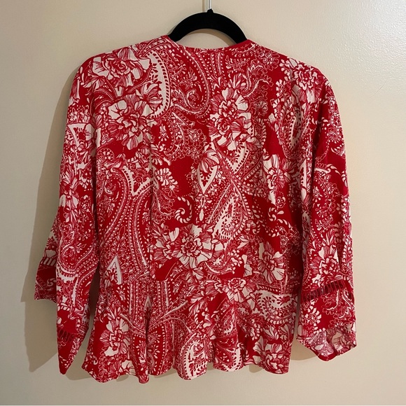 Band Of Gypsies Tribal Print Wrap Blouse, NWT - Picture 3 of 9
